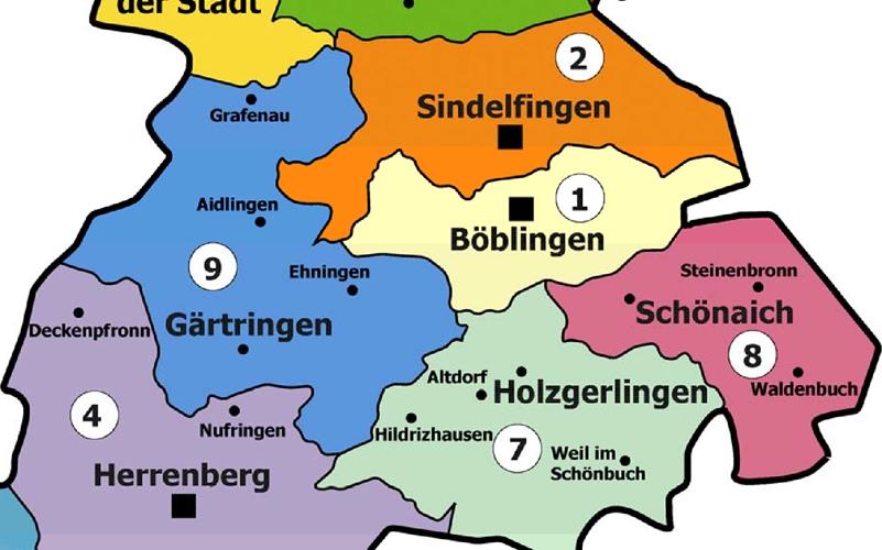 Für die Kreistagswahl gibt es im Landkreis Böblingen zehn Wahlkreise. GB-Foto: gb