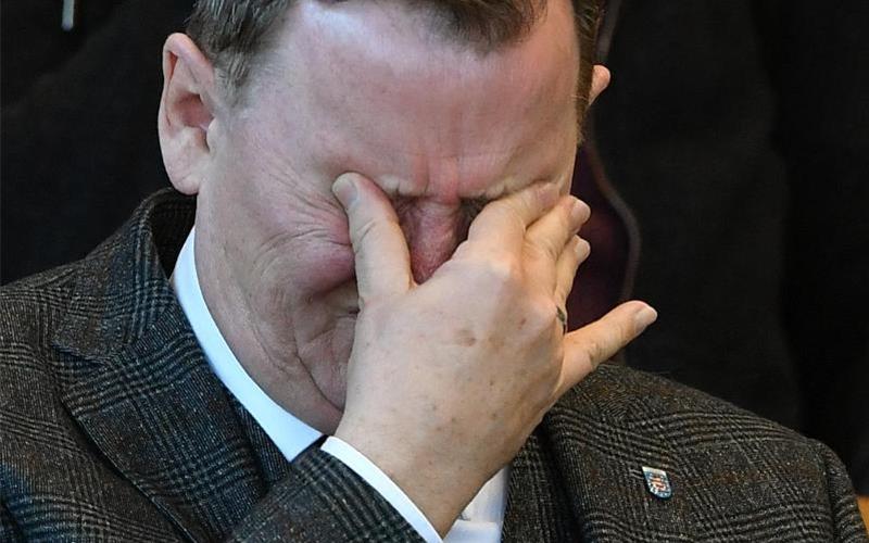 Geschockt: Der abgewählte Thüringer Ministerpräsident Bodo Ramelow (Linke). Foto: Martin Schutt/dpa-Zentralbild/dpa