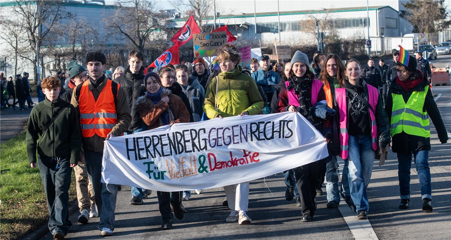 Demo "Hbg gegen Rechts" Herrenberg - Anti AFD Demonstration -  1 / 2025 Foto: Sc...