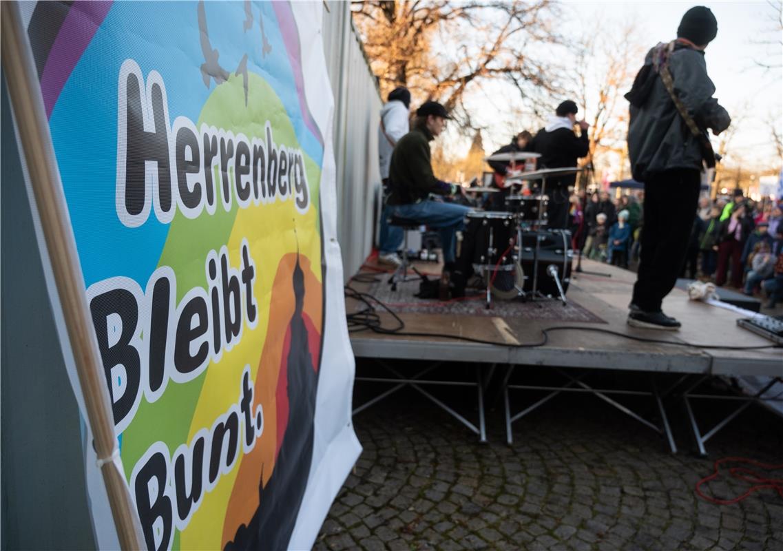 Demo "Hbg gegen Rechts" Herrenberg - Anti AFD Demonstration -  1 / 2025 Foto: Sc...