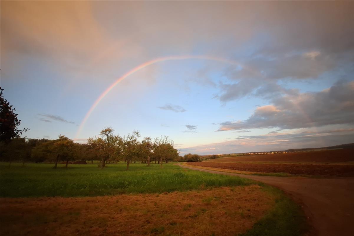 Regenbogen über Hildrizhausen, am Samstagabend.  Von Natalie Politz aus Hildrizh...