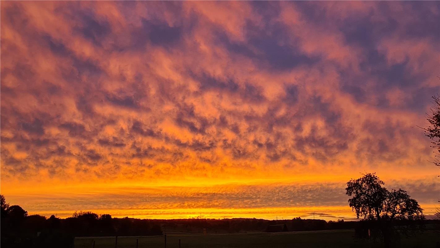 Sonnenuntergang in Gärtringen Nord, mit dem Handy Richtung Deckenpfronn fotograf...